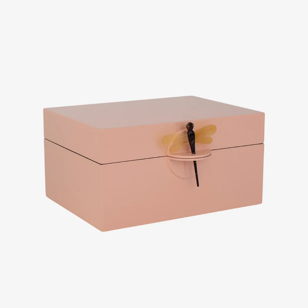 CAIXA DECORATIVA COM LIBÉLULA ROSA GRANDE
