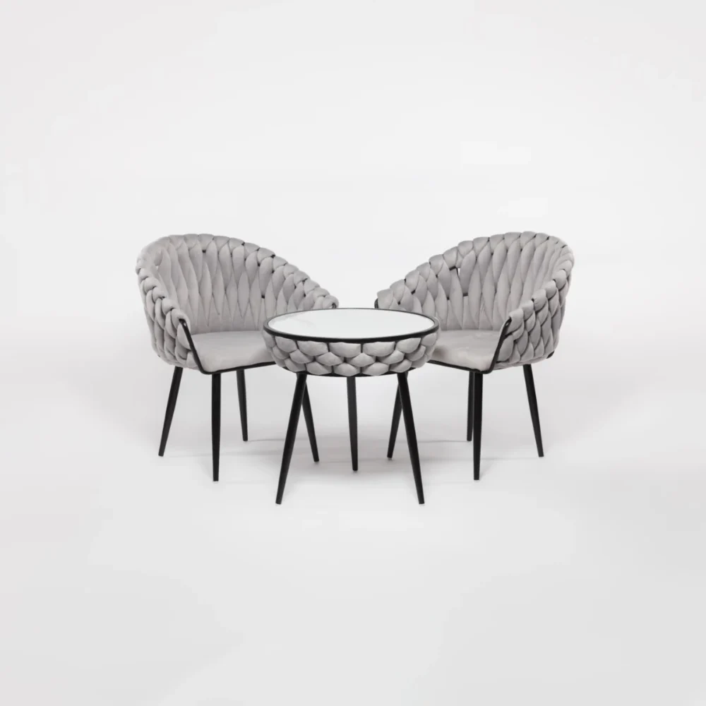 Conjunto de Mesa e Cadeiras Cinzento