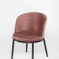 Cadeira Moon em Veludo Rosa