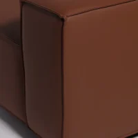 Sofá em Pele Com 3 Almofadas em Terracota - Imagem 8