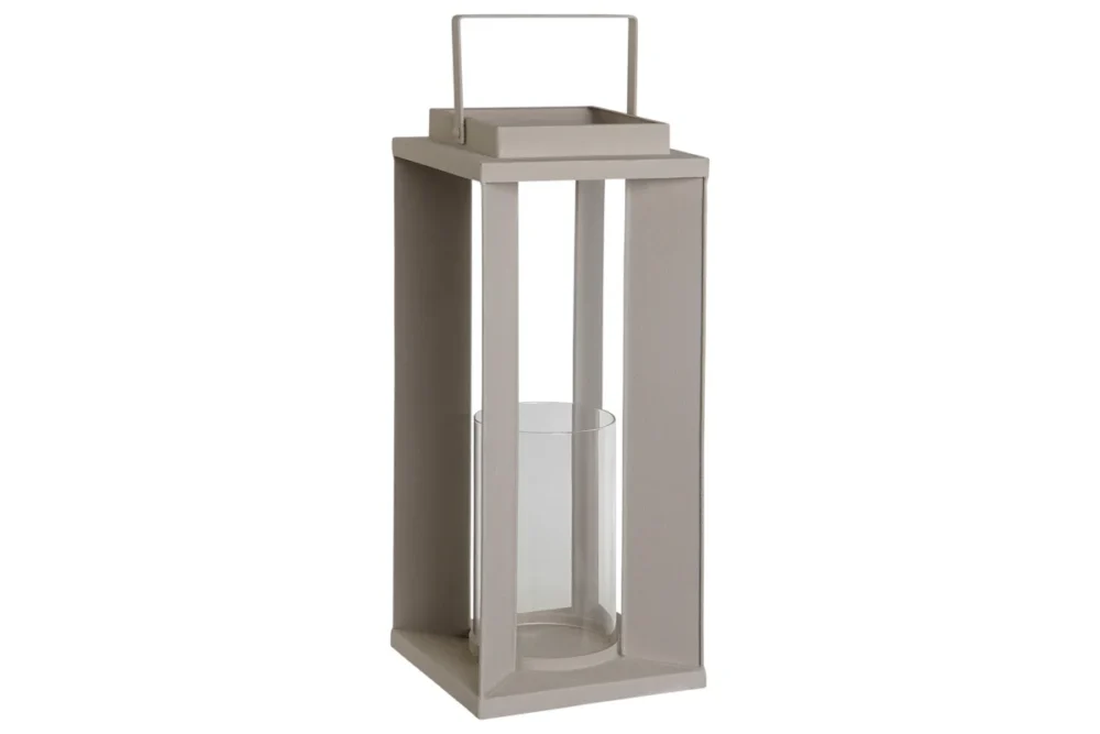 LANTERNA METAL RUGOSO BRANCO 20X20X48 GRAND - Imagem 2