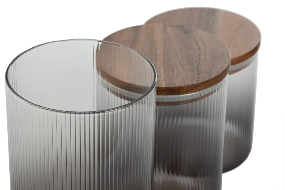 CONJUNTO 3 FRASCOS VIDRO E MADEIRA - Imagem 3