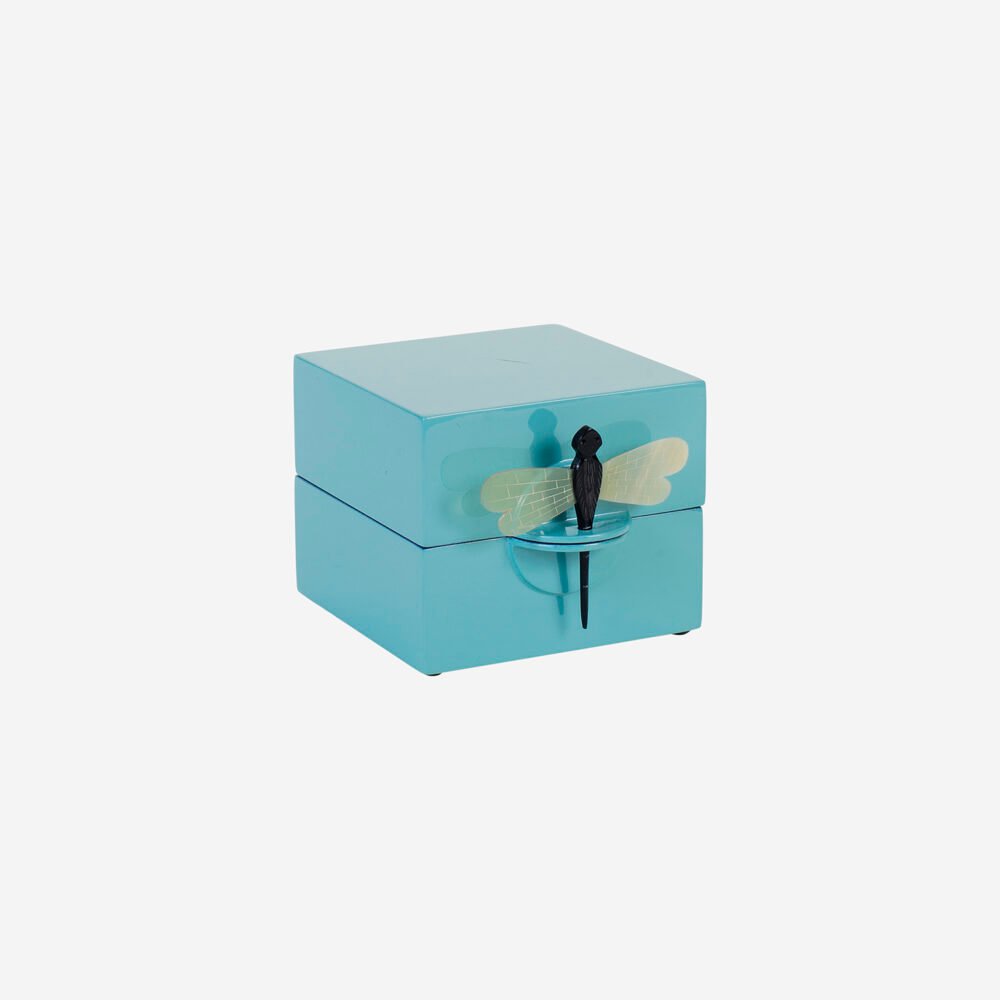 Caixa Decorativa com Libélula Azul - Turquesa Pequena
