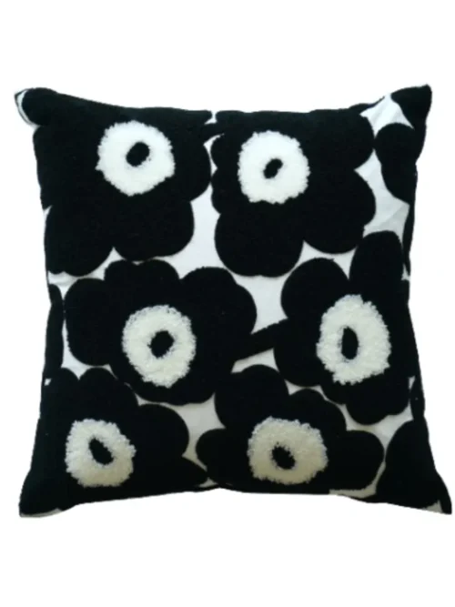 ALMOFADA DECORATIVA FLORES PRETO