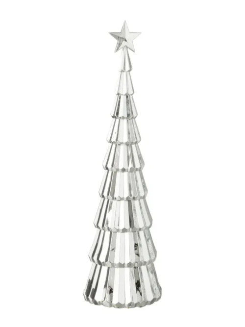 Árvore de natal Decorativa Espelhada Prateada 38cm
