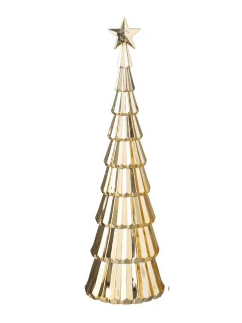 Árvore de natal Decorativa Espelhada Dourada 38cm