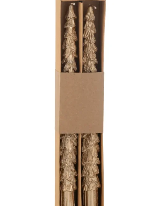 Set de duas Velas Árvore de Natal Dourada