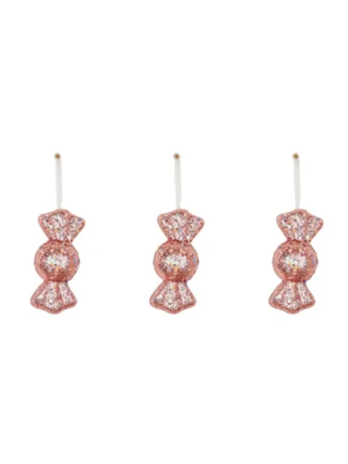 Set 3 - Toffee Candy, Enfeite de Natal Rosa