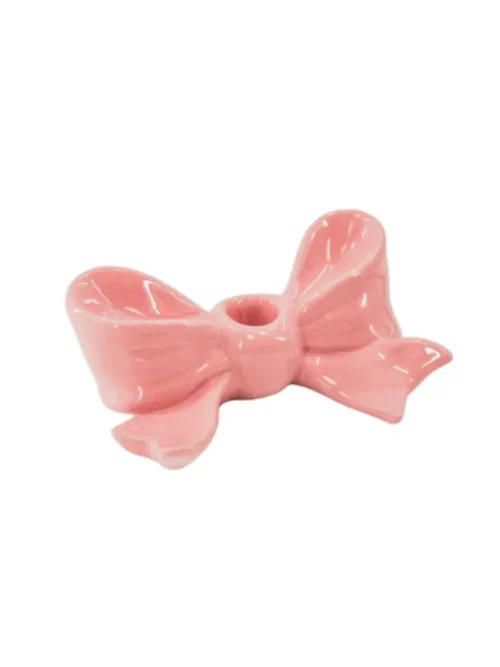 Bow, Suporte de Vela Rosa 18x9x7