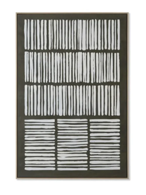 SENSE, QUADRO DECORATIVO VERDE ESCURO COM LINHAS BRANCAS 83X4,5X123