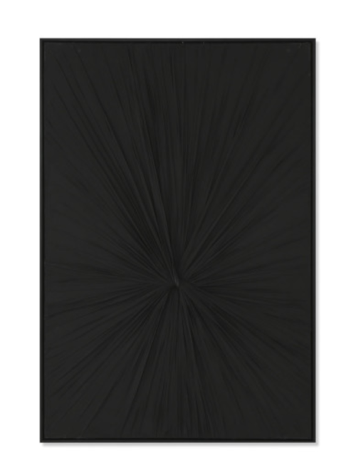 KNOT NOIR, QUADRO DECORATIVO PRETO EM TECIDO E GESSO 83X4,5X123