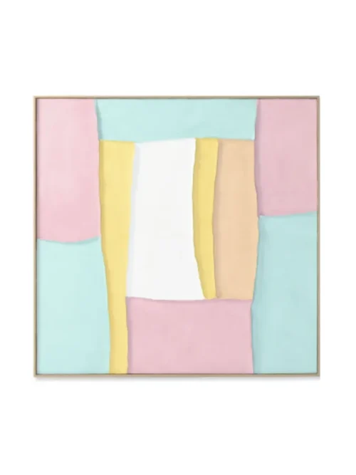 ANNELER I, QUADRO COM TECIDO EM TONS PASTEL 102X4,5X102