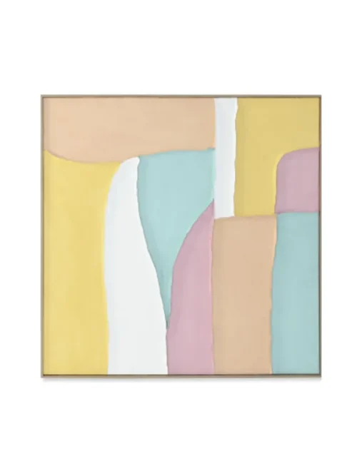 ANELLER II, QUADRO COM TECIDO EM TONS PASTEL 102X4,5X102