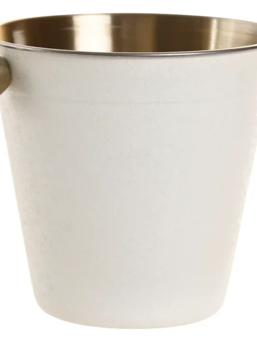 BALDE DE GELO INOX RUGOSO BRANCO 17X14X13