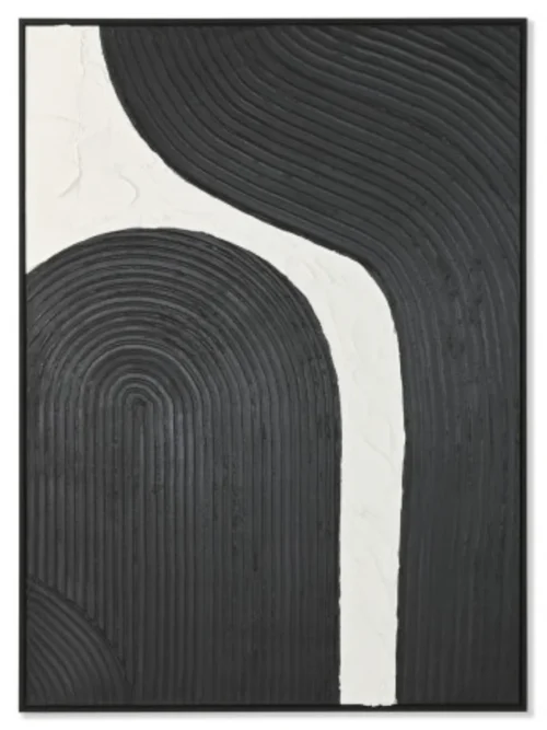 GIO I, QUADRO DECORATIVO ABSTRACTO PRETO E BRANCO 102X142CM