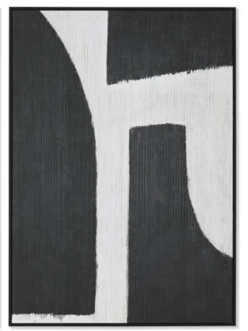 GIO II, QUADRO DECORATIVO ABSTRACTO PRETO E BRANCO 102X142CM