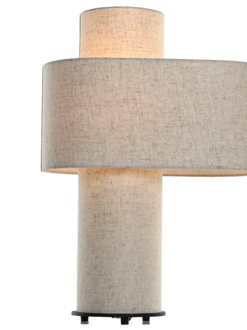 ÉPOQUE, CANDEEIRO DE MESA BEGE COM BASE EM METAL 40X23X60