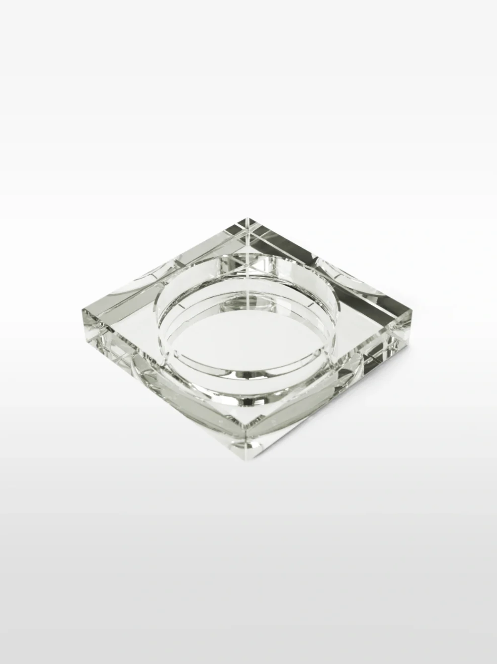 SQUARE PETITE PRATEADO, CINZEIRO DE CRISTAL