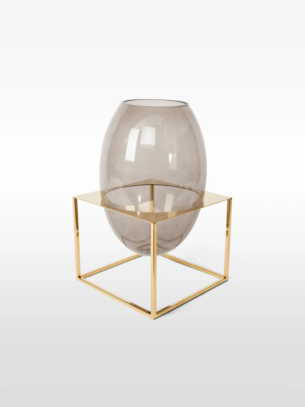 ECLIPSE GRAND, CENTRO DE MESA EM VIDRO COM APOIO EM METAL