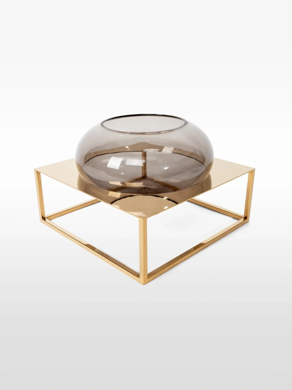 ECLIPSE PETITE, CENTRO DE MESA EM VIDRO COM APOIO EM METAL