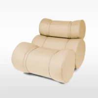 TUBE, POLTRONA EM PELE BEGE - Image 2
